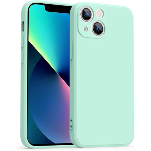KAL-Coque Compatible Pour Iphone 13 Mini 5.4\U201D, Étui En Silicone Avec Doublure En Microfibre Souple, Conception Spéciale De Bord Droit, Vert Clair