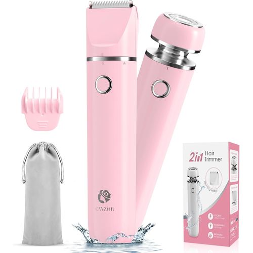 Kit tondeuse et rasoir de bikini pour femme \u2013 Tondeuse électrique 2 en 1 humide/sèche pour épilation du visage, sans fil, étanche, rasoir bikini pour visage, lèvres, menton, pubien, aisselles