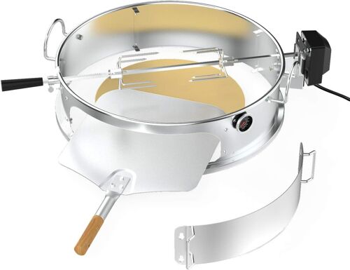 Ulteronixshop-Ensemble d'anneaux à Pizza en Acier Inoxydable avec rôtissoire, pour rôtir du Poulet et Cuire des Pizzas, Convient à la Plupart des Grils à Charbon de 57 cm