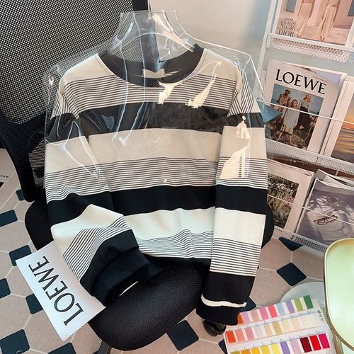 Pull À Rayures Perlées Composite 340 G Pour Femme, T-Shirt À Manches Longues, Printemps Et Automne, Vêtements Pour Femmes De Grande Taille