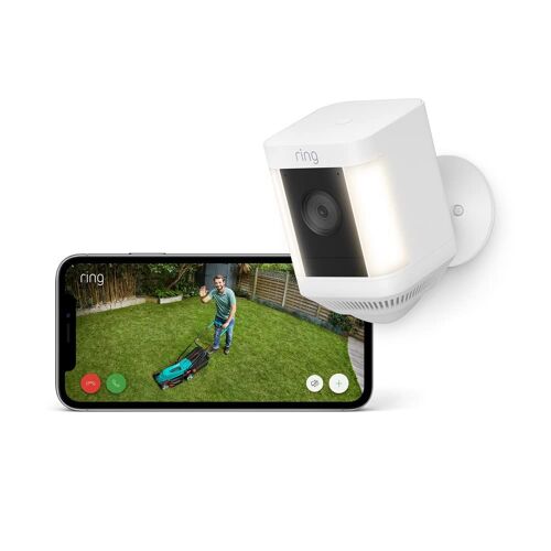 JEXNOVASHOP-Caméra Spotlight Plus sans fil (Spotlight Cam Plus Battery)| Caméra surveillance extérieure wifi, vidéo HD 1080p, audio bidirectionnel, projecteurs LED | Essai Ring Home gratuit 30 j.