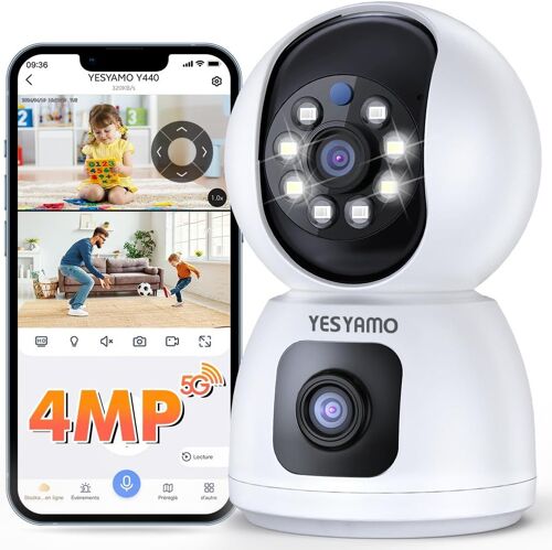 JEXNOVASHOP-2.5K 4MP Caméra Surveillance WiFi Intérieure 360°, Caméra Bébé/Animaux avec WiFi 2.4G/5G, Vision Nocturne Intelligente, Détection de Personne et Suivi Auto, Audio Bidirectionnel