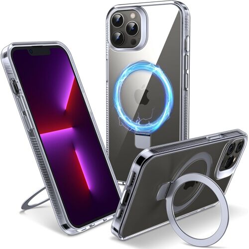 JGD-Coque Magnétique pour iPhone 13 Pro Max avec Support Invisible, [Compatible avec MagSafe] Etui Housse Transparente avec Protection Antijaunissement & Antirayure & Antichoc, 6.7'', Clair