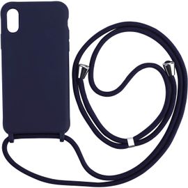 TRAHOO-Cordon de Coque Compatible avec Samsung Galaxy S9,Couleurs de Bonbons Cover Silicone Liquide Lanyard Case Réglable Collier pour Étui Housse -Bleu