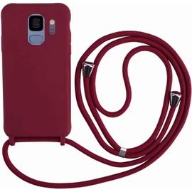 Coque Compatible Avec Samsung Galaxy S9 Plus,Collier Pour Étui Colliers De Cellulaire Corde Silicone Avec Cordon Case Tpu Bumper Pour Samsung Galaxy S9 Plus-Rouge[Wke06386]