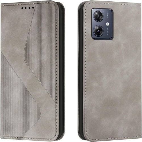 KAL-Coque Pour Motorola Moto G14, Housse En Cuir Moto G14, Cuir Portefeuille Housse Avec Magnétique Flip Étui À Rabat Case Etui Motorola G14 (Gris)
