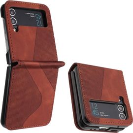 Kal-Coque En Cuir Pour Samsung Galaxy Z Flip 3 - Housse Magnétique Avec Étui À Rabat (Marron)