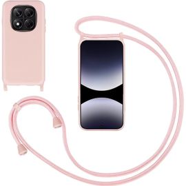Kal-Coque Pour Xiaomi Redmi Note 14 Pro 5g/Note 14 Pro Plus Avec Cordon,Souple Silicone Housse Avec Bandoulière En Nylon, Réglable Lanyard Case Protection Complète Cover Etui Antichoc Protection,Pink