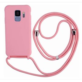 Ppdaz-Coque Compatible Avec Samsung Galaxy S9 Plus,Collier Pour Étui Colliers De Cellulaire Corde Silicone Avec Cordon Case Tpu Bumper Pour Samsung Galaxy S9 Plus-Pink
