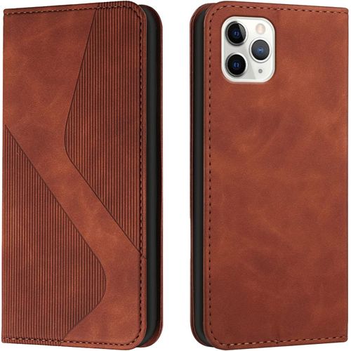 Kal-Coque Pour Iphone 11 Pro Max, Etui Iphone 11 Pro Max (6,5 Pouces) Cuir, Pu Cuir Portefeuille Housse Et Magnétique Flip Pochette Étui À Rabat Protection Case Avec Antichoc Tpu Housse (Marron)