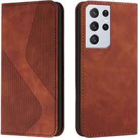 Coque Pour Samsung Galaxy S22 Ultra, Etui Samsung S22 Ultra Cuir, Housse En Cuir Samsung S22 Ultra, Cuir Portefeuille Housse Avec Magnetique Etui ¿¿ Rabat Case Etui Samsung S22 Ultra (Marron)