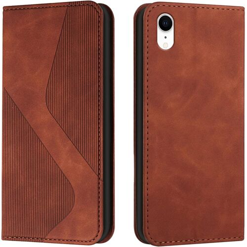 KAL-Coque Pour Iphone Xr, Etui Iphone Xr (6,1 Pouces) Cuir, Pu Cuir Portefeuille Housse Et Magnétique Flip Pochette Étui À Rabat Protection Case Avec Antichoc Tpu Housse (Marron)