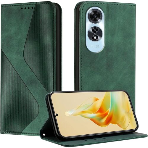 KAL-Coque Pour Oppo A60 4G, Housse En Cuir Oppo A60 4G, Cuir Portefeuille Housse Avec Magnétique Flip Étui À Rabat Case Etui Oppo A60 4G (Vert)