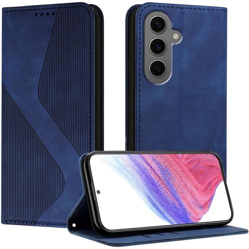 Kal-Coque Pour Samsung Galaxy S24 Fe, Housse En Cuir Samsung Galaxy S24 Fe, Cuir Portefeuille Housse Avec Magnétique Flip Étui À Rabat Case Etui Samsung S24 Fe (Bleu)