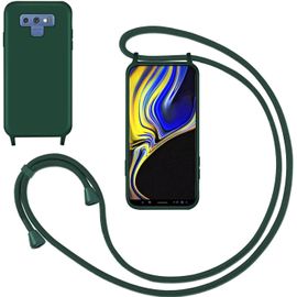 Kal-Coque Pour Samsung Galaxy Note 9 Avec Cordon,Souple Silicone Housse Avec Bandoulière En Nylon, Réglable Lanyard Case Protection Complète Cover Etui Antichoc Protection,Vert