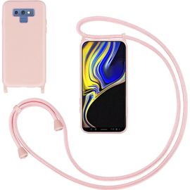 Trahoo-Coque Pour Samsung Galaxy Note 9 Avec Cordon,Souple Silicone Housse Avec Bandoulière En Nylon, Réglable Lanyard Case Protection Complète Cover Etui Antichoc Protection,Pink