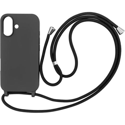 Ppdaz-Coque Compatible Avec Iphone 16 Plus(6.7""),Collier Pour Étui Colliers De Cellulaire Corde Silicone Avec Cordon Case Tpu Bumper Pour Iphone 16 Plus(6.7"")-Noir