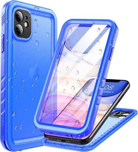 KAL-Coque Pour Iphone 11 Étanche Antichoc Bleu - 360 Degres Incassable Militaire Rigide Intégrale Case/Bumper/Housse ¿Ip68 Waterproof/Imperméable¿ Etui Anti Choc/Eau/Poussiere - Bleu
