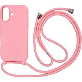 Pps-Coque Compatible Avec Iphone 16 Plus(6.7""),Collier Pour Étui Colliers De Cellulaire Corde Silicone Avec Cordon Case Tpu Bumper Pour Iphone 16 Plus(6.7"")-Pink