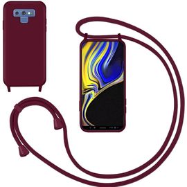 Kal-Coque Pour Samsung Galaxy Note 9 Avec Cordon,Souple Silicone Housse Avec Bandoulière En Nylon, Réglable Lanyard Case Protection Complète Cover Etui Antichoc Protection,Rouge