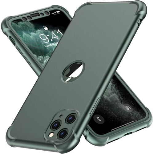 Coque Compatible avec iPhone 11 Pro, avec [2 Protecteur D'¿¿cran en Verre Tremp¿¿] Housse Hybride Robuste 2 en 1 Antichoc Mince Anti Rayures PC TPU Etui pour iPhone 11 Pro 5.8"" Vert fonc¿¿