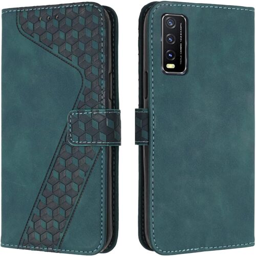KAL-Coque Pour Vivo Y20/Y20I/Y20S/Y12A/Y12S/Y11S, Etui Protection Housse Premium En Cuir Pu Portefeuille Étui Téléphone [Fermoir Magnétique] [Fentes Pour Cartes] Flip Case¿Vert