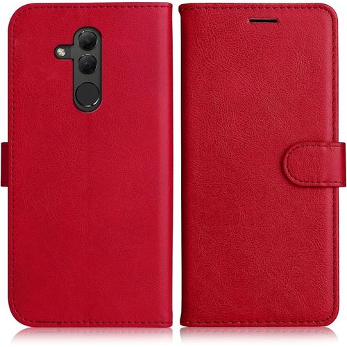 Kal-Coque Pour Huawei Mate 20 Lite, Pu En Cuir Coque Portefeuille Étui Housse, Design Classique Tpu Coque Pour Huawei Mate 20 Lite, Rouge