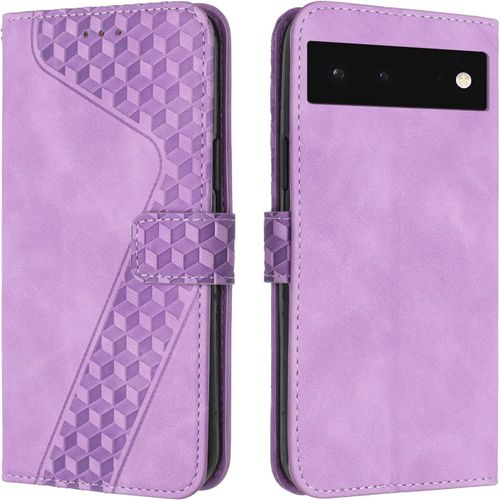 KAL-Coque Pour Google Pixel 6, Etui Protection Housse Premium En Cuir Pu Portefeuille Étui Téléphone [Fermoir Magnétique] [Fentes Pour Cartes] Flip Case Pour Google Pixel 6¿Pourpre