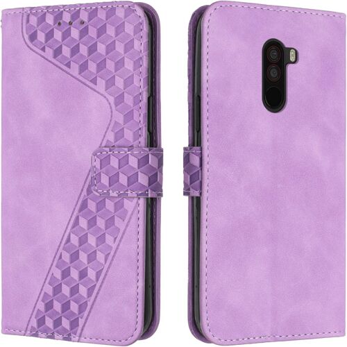 SJZG-Coque Pour Xiaomi Pocophone F1, Etui Protection Housse Premium En Cuir Pu Portefeuille Étui Téléphone [Fermoir Magnétique] [Fentes Pour Cartes] Flip Case Pour Xiaomi Pocophone F1¿Pourpre