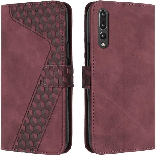 SUBZONAL-Coque pour Huawei P20 Pro, Etui Protection Housse Premium en Cuir PU Portefeuille Étui Téléphone Fermoir Magnétique Fentes pour Cartes Flip Case pour Huawei P20 Pro¿Rouge