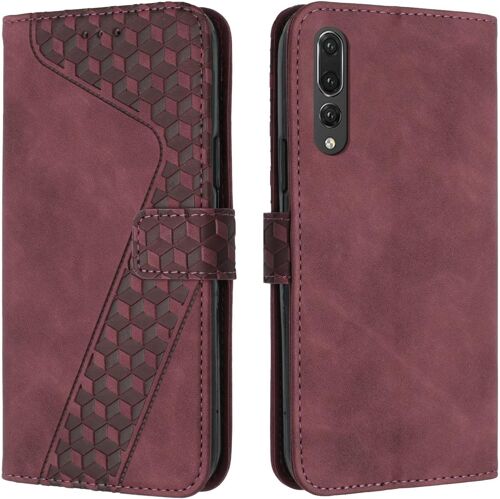 SJZG-Coque Pour Huawei P20 Pro, Etui Protection Housse Premium En Cuir Pu Portefeuille Étui Téléphone [Fermoir Magnétique] [Fentes Pour Cartes] Flip Case Pour Huawei P20 Pro¿Rouge