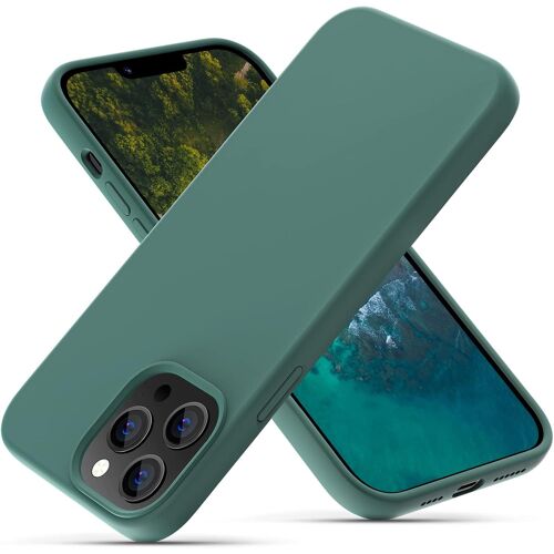KAL-Coque Iphone 13 Pro Max, Coque En Liquide Silicone Conçue Pour Iphone 13 Pro Max, Étui De Protection Antichoc Ultra Mince Avec Doublure Douce En Microfibre Anti-Rayures, 6.7"", Vert Pin