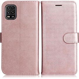 Kal-Coque Pour Xiaomi Mi 10 Lite 5g, Pu En Cuir Coque Portefeuille Étui Housse, Design Classique Tpu Coque Pour Xiaomi Mi 10 Lite 5g, Rose