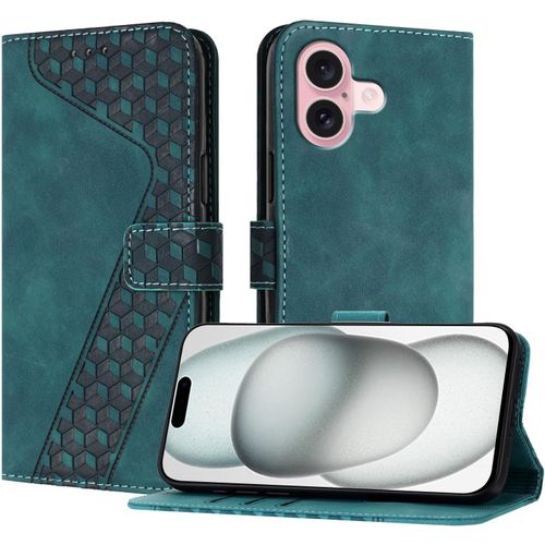 KAL-Coque Pour Iphone 16(6,1 Zoll), Etui Protection Housse Premium En Cuir Pu Portefeuille Étui Téléphone [Fermoir Magnétique] [Fentes Pour Cartes] Flip Case(Vert)