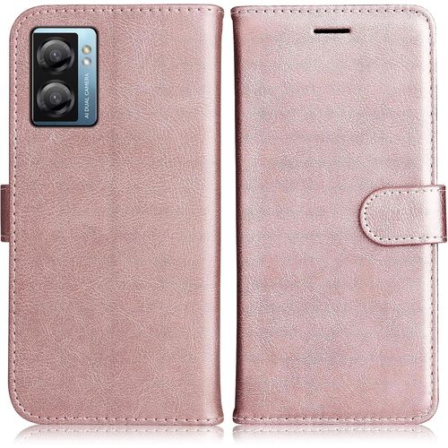 Kalanka-Coque Pour Oppo A57s 4g/ Oppo A77 5g / Oppo A57 4g, Pu En Cuir Coque Portefeuille Étui Housse, Design Classique Tpu Coque Pour Oppo A57s 4g/ Oppo A77 5g / Oppo A57 4g, Rose