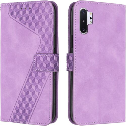 KAL-Coque Pour Samsung Galaxy Note 10 Plus, Etui Protection Housse Premium En Cuir Pu Portefeuille Étui Téléphone [Fermoir Magnétique] [Fentes Pour Cartes] Flip Case¿Pourpre