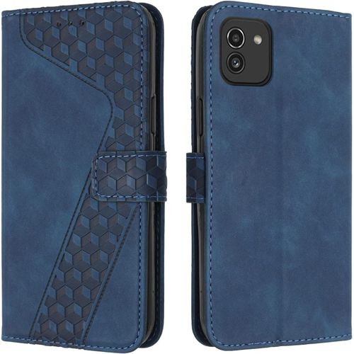 Coque Pour Samsung Galaxy A03, Tui Tlphone Samsung A03, Etui Protection Housse Premium En Cuir Pu Portefeuille Pochette Flip Case [Magntique] Etui Rabat Pour Galaxy A03 (Bleu)