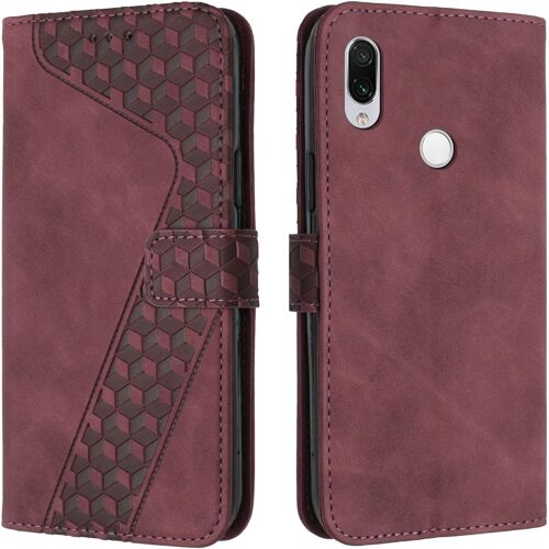 Coque Pour Xiaomi Redmi Note 7 Pro/Note 7/Note 7S, Etui Protection Housse Premium En Cuir Pu Portefeuille Étui Téléphone [Fermoir Magnétique] [Fentes Pour Cartes] Flip Case¿Rouge
