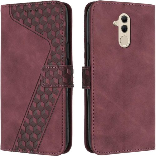 Kal-Coque Pour Huawei Mate 20 Lite, Etui Protection Housse Premium En Cuir Pu Portefeuille Étui Téléphone [Fermoir Magnétique] [Fentes Pour Cartes] Flip Case Pour Huawei Mate 20 Lite¿Rouge
