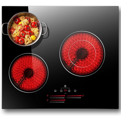 CHECARZHN--NO1-Plaque De Cuisson Autonome De 60 Cm Avec Zones De Cuisson À Double Anneau, Vitrocéramique, 3 Plaques, 5500 W, 3 Plaques De Cuisson Encastrables Avec Sécurité Enfant, Minuterie, Command