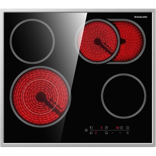 CHECARZHN--NO1-Ch604Bf24B Plaque Vitrocéramique Autonome, Plaque De Cuisson Encastrable De 60 Cm Avec Cadre En Acier Inoxydable, 4 Zones De Cuisson, Zone De Cuisson Multiple, Commande Tactile, 6600 W