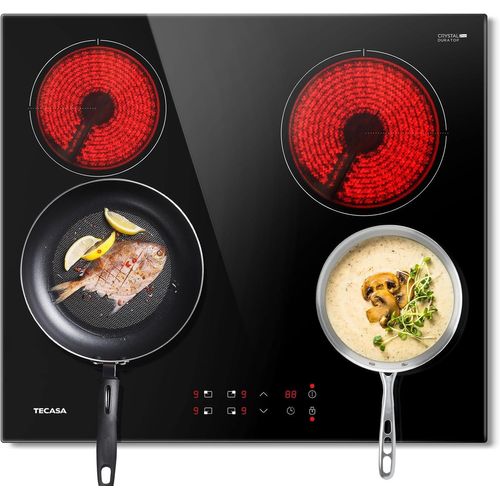 CHECARZHN--NO1-Plaque Vitrocéramique 4 Feux 59Cm, Tables De Cuisson Encastrable 6000W, Sécurité Enfant, Touch Control, Timer Multi-Zones, Protection Contre La Surchauffe, Noir