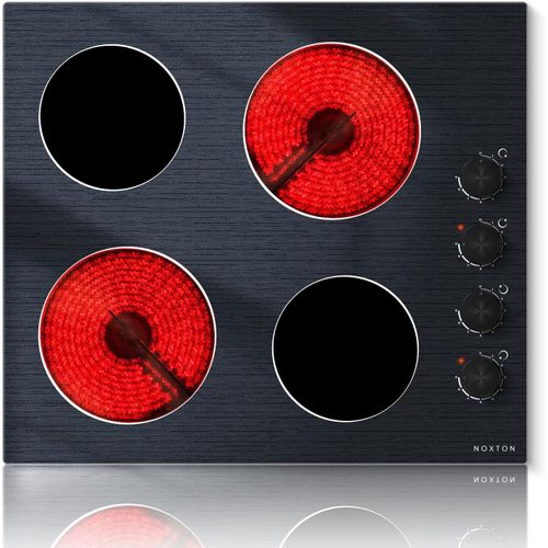 CHECARZHN--NO1-Plaque De Cuisson En Céramique, 4 Plaques Avec Commande À Bouton, Plaque De Cuisson Électrique 60 Cm, Plaque Vitrocéramique, 4 Zones Avec 9 Niveaux De Puissance, 6000 W, 220 V-240 V, P