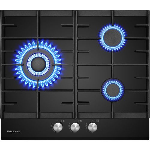 SUBZONAL-GH603BF Plaque de cuisson à gaz en verre avec brûleur à wok 3 flammes - Plaque de cuisson à gaz encastrable au gaz - 60 cm - Plaque de cuisson à gaz - 6200 W - GPL/gaz naturel