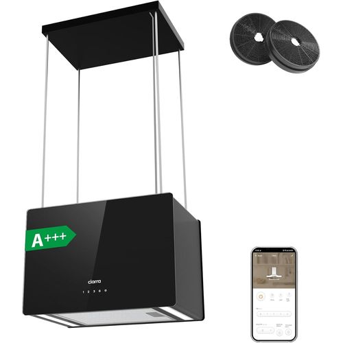 SUBZONAL-Ciarra Hotte îlot Centrale A 700m ³/ h 48cm - Hotte Aspirante 4 Vitesses - WiFi&APP - Filtre à Charbon Inclus - 2 Niveaux de Luminosité LED - Hotte Suspendue Recyclage - CBCB4850