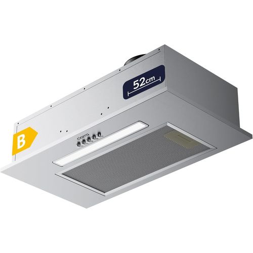 SUBZONAL-CBCS5913D Hotte Aspirante Encastrable 52 cm - 300 m³/h - Acier Inoxydable - 3 Vitesses - Économie d'Espace - Filtre à Charbon CBCF005 NON Inclus ¿ Argenté