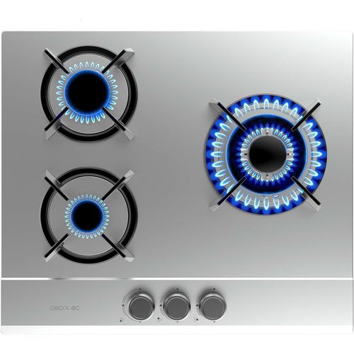 CHECARZHN--NO1-Plaque À Gaz Bolero Squad G 3200S Inox. Plaque À Gaz 3 Feux, Finition Inox, Grilles Individuelles, Puissance De 6250W, Brûleur Wok Triple Couronne Et Sécurité Des Vannes Intégrée.