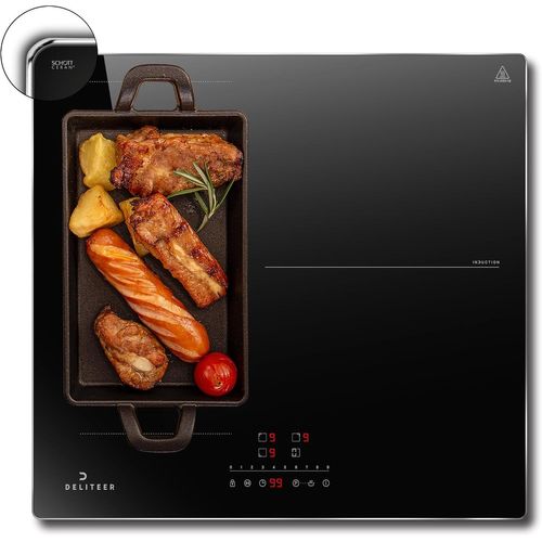 CHECARZHN--NO1-Plaque À Induction 3 Feux, Table De Cuisson Induction, Plaque De Cuisson Électrique 3 Foyers, Zone Barbecue Flexible, Sécurité, Plaque Cuisson 6800W, Minuterie 1-99 Min, 230V
