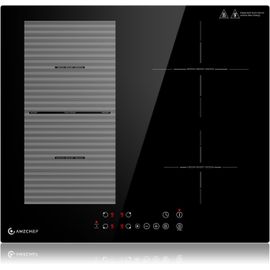 CHECARZHN--NO1-Plaque À Induction 60Cm Plaque Induction Electrique Avec 4 Zones Boost, Zones Flexibles Pour Barbecue, 9 Niveaux, Préchauffage Et Fonction Stop+Go, 7400W, Verrouillage De Sécurité Et M
