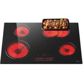Hobsir Plaque Vitrocéramique 4 Feux, 77Cm Encastrable Plaque De Cuisson Électrique, 6600W, Contrôle Indépendant Des Zones De Chauffage, Zone Extérieure Et Ovale Extensible, Minuter[PLA6121328]